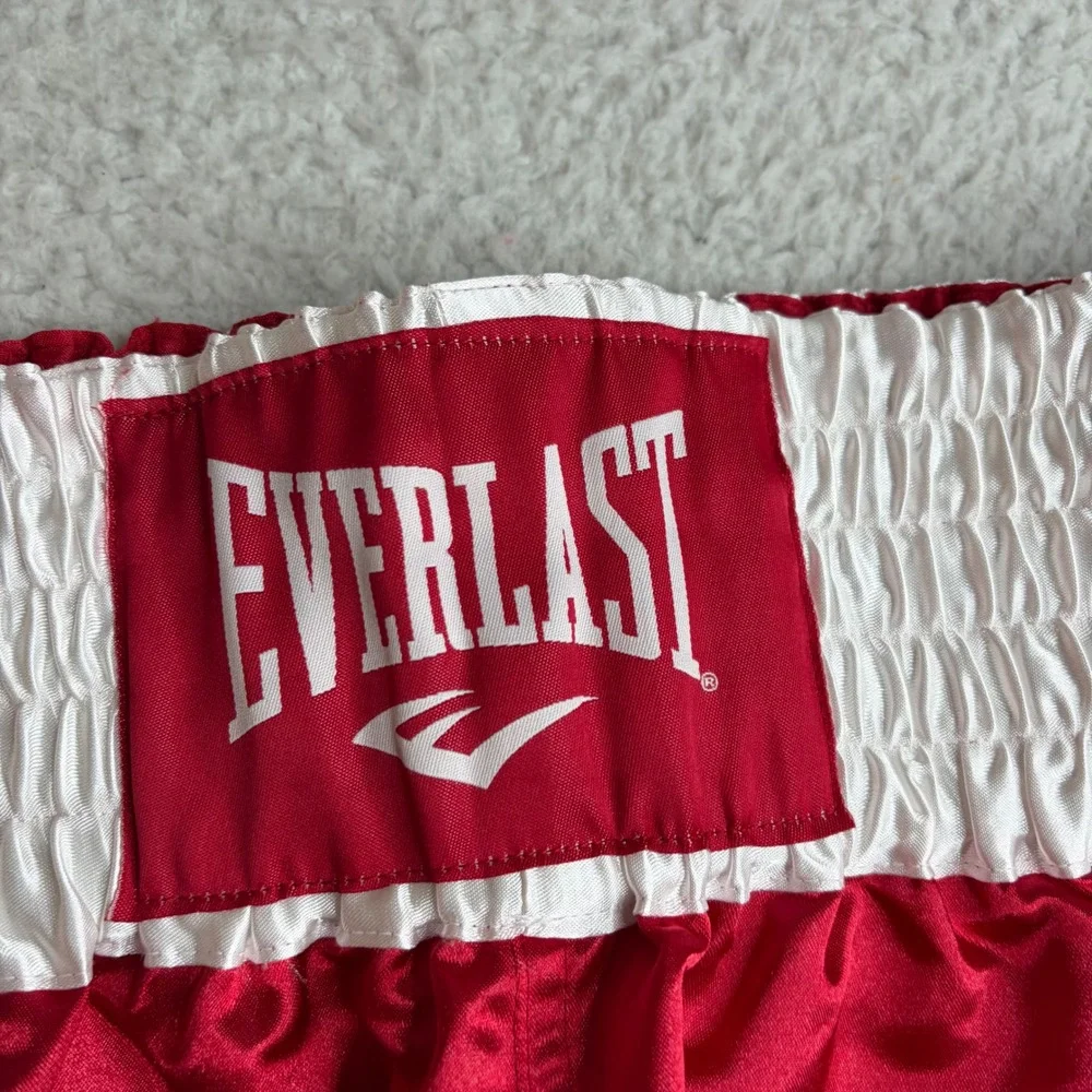 Everlast Mens Boxing Shorts Red White Satin Athletic Trunks Training Large